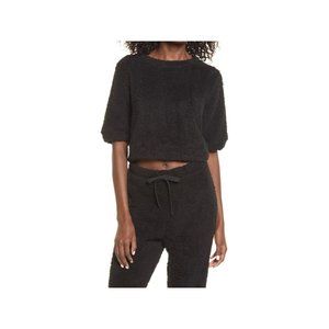 BP Cozy Fleece Crop Top In Black - NEW